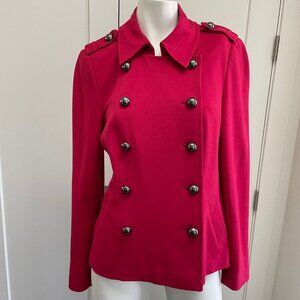 Planet Classic Double Breasted 12 Button Lined Collared Blazer Jacket Red Sz 8